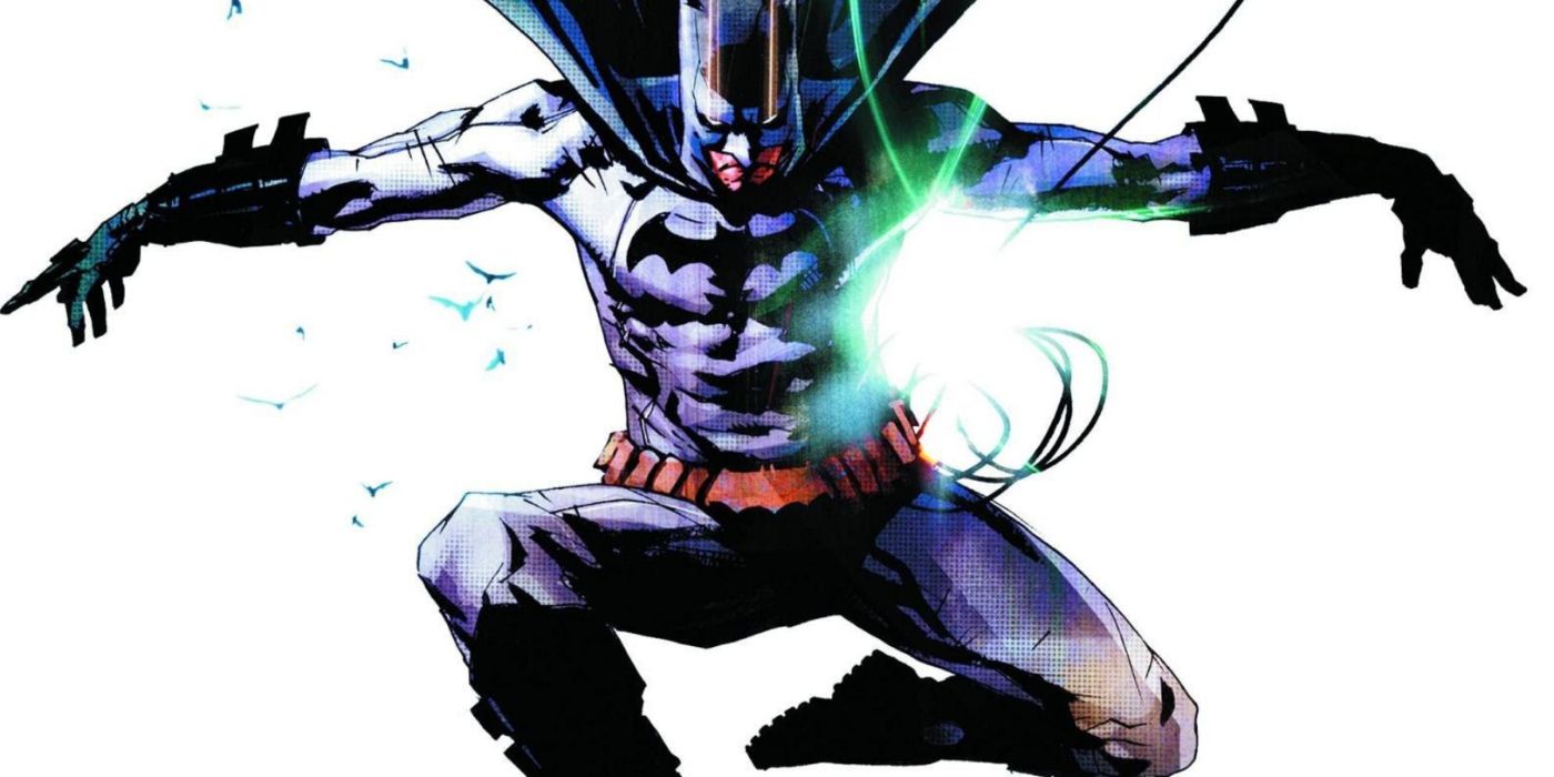 Dick Grayson jako Batman skacze w powietrzu w Czarnym lustrze w DC Comics
