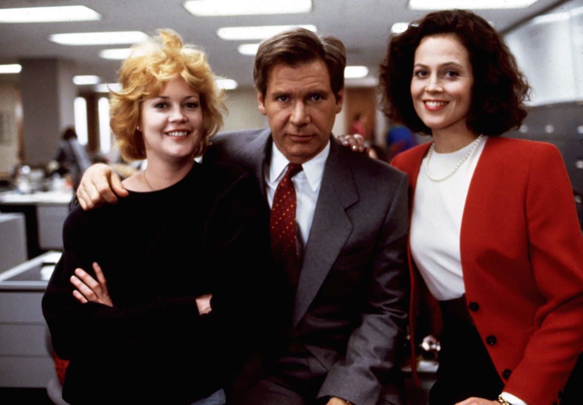 Melanie Griffith, Harrison Ford i Sigourney Weaver w Pracującej dziewczynie.