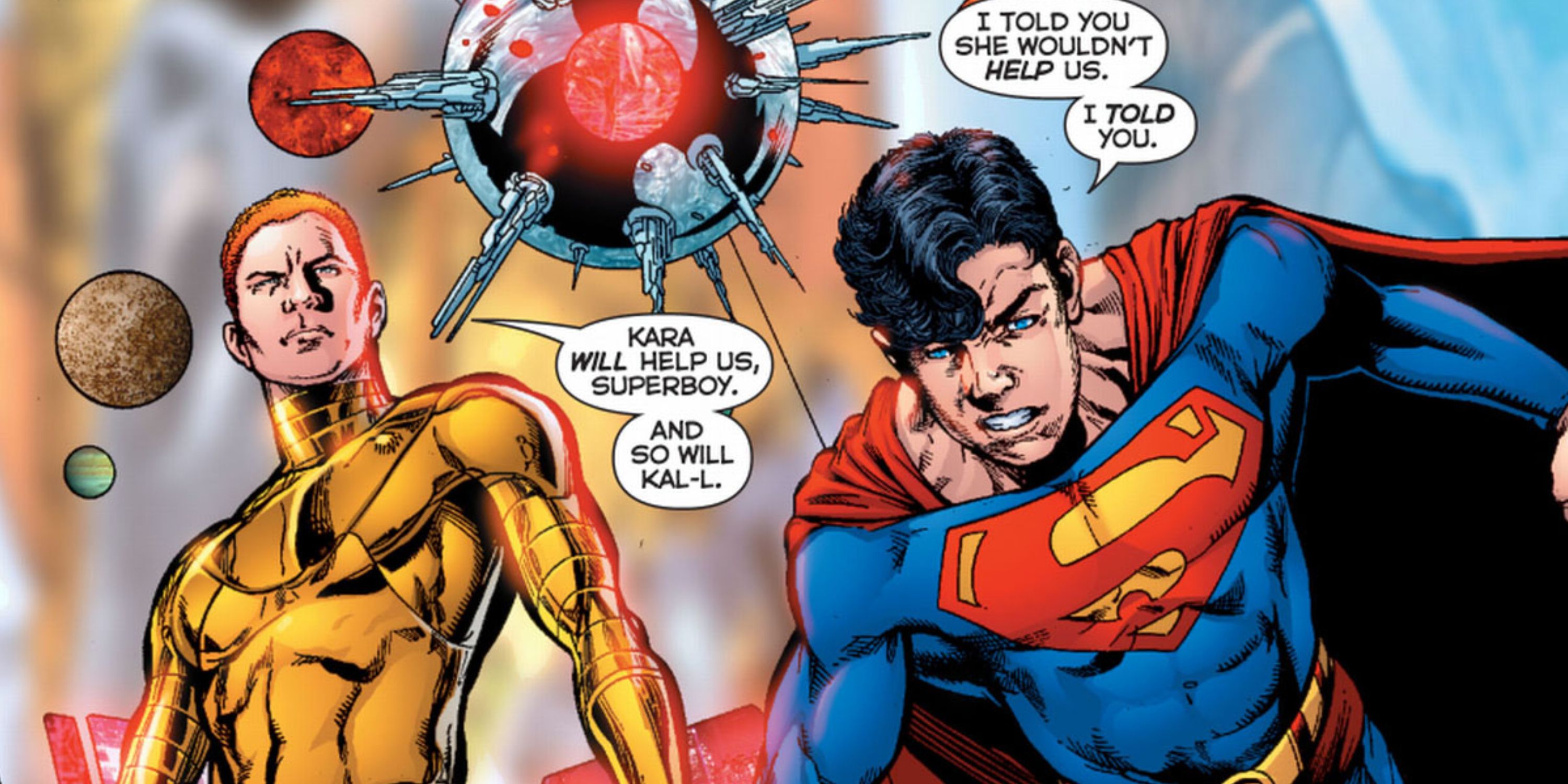 Alexander Luthor i Superboy-Prime omawiają swój plan