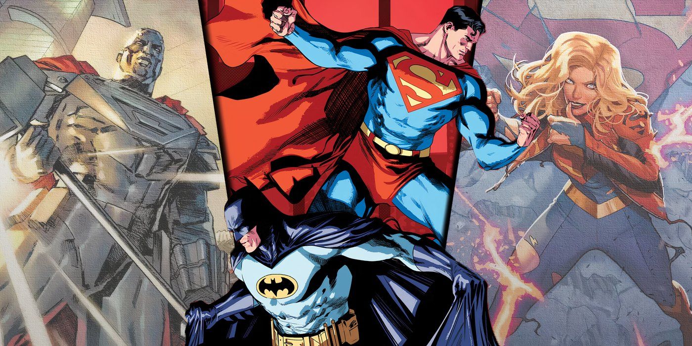 Batman i Superman ze Steel i Supergirl w tle