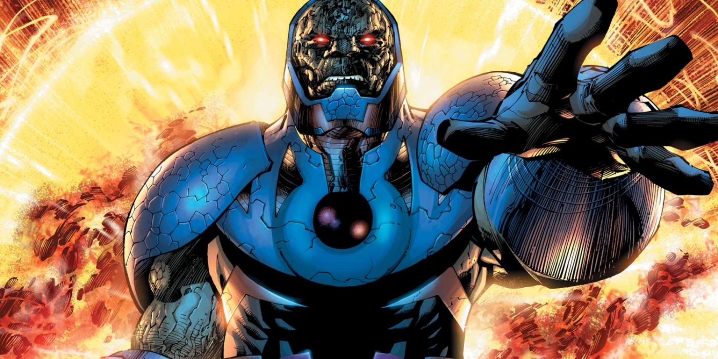 Darkseid podnosi rękę, gdy za nim wybucha eksplozja w DC Comics.