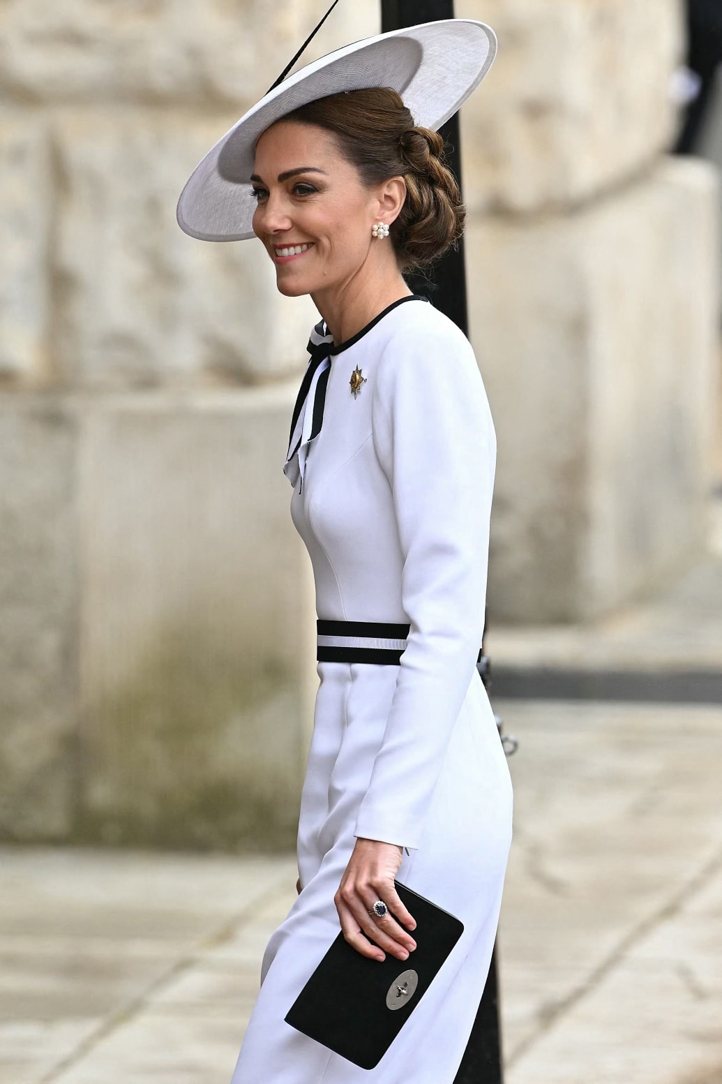 Katarzyna, księżna Walii, przybywa na Paradę Gwardii Konnej z okazji Parady Urodzinowej Króla "Tropienie koloru" w Londynie, 15 czerwca 2024 r.