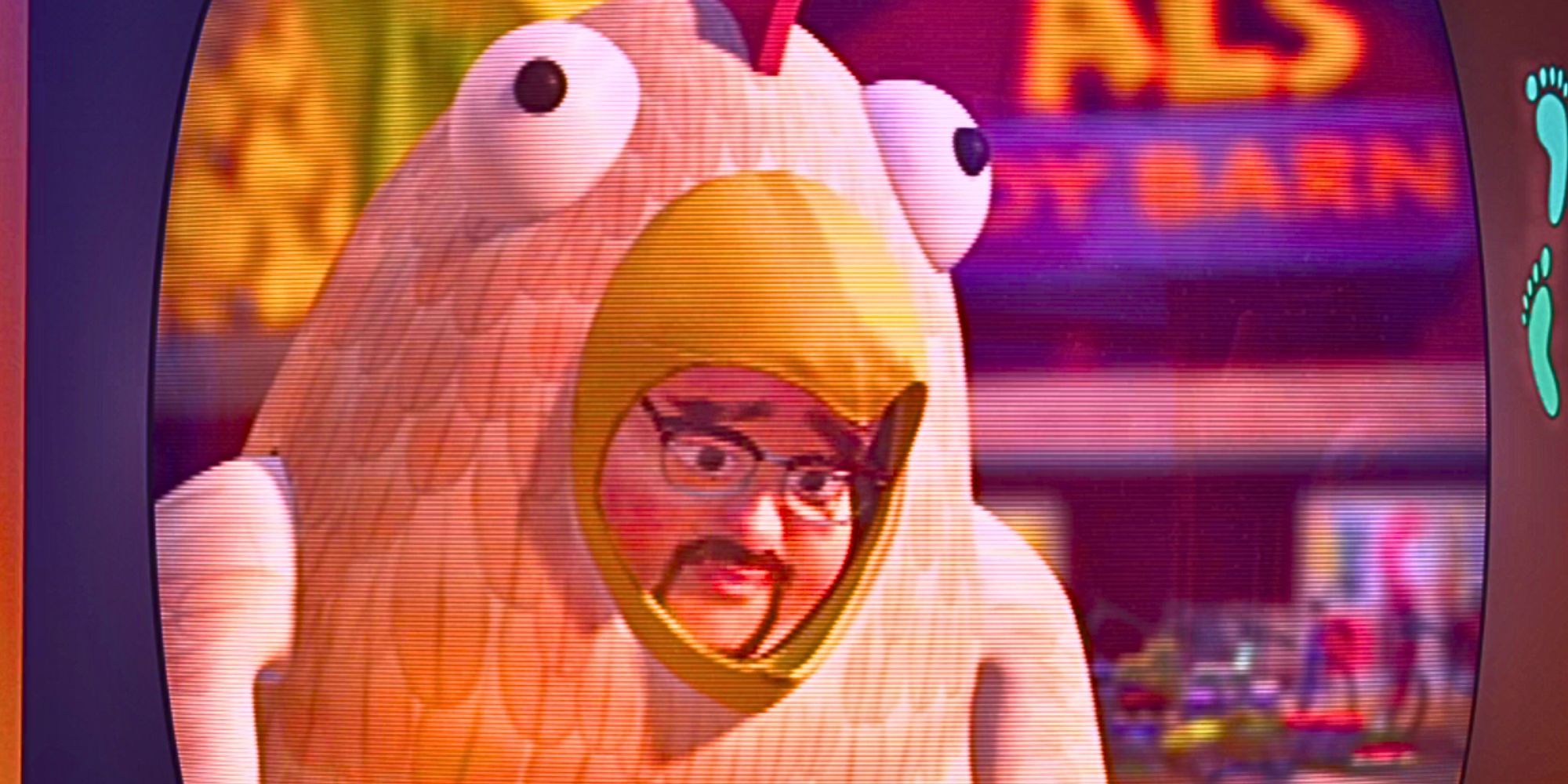 Al przebrany za kurczaka i wyglądający na smutnego w Toy Story 2