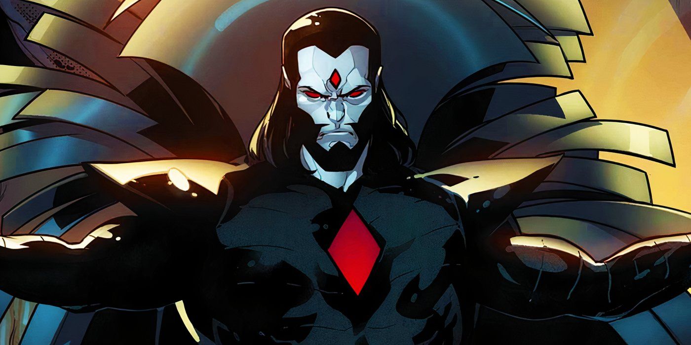 Mister Sinister z wyciągniętymi ramionami w Marvel Comics