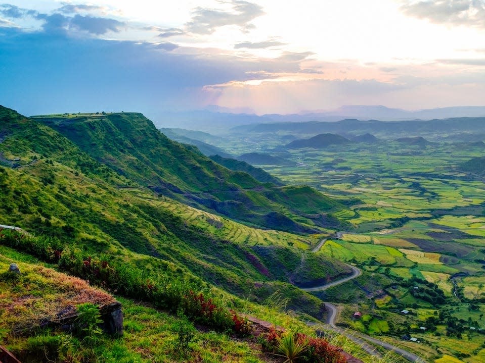Panorama gór i doliny Semien wokół Lalibela w Etiopii.