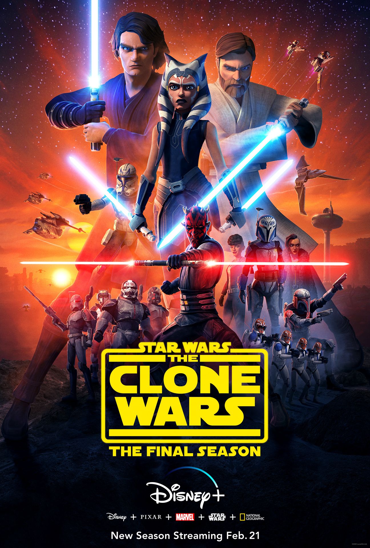 Plakat programu telewizyjnego Gwiezdne Wojny Wojny Klonów