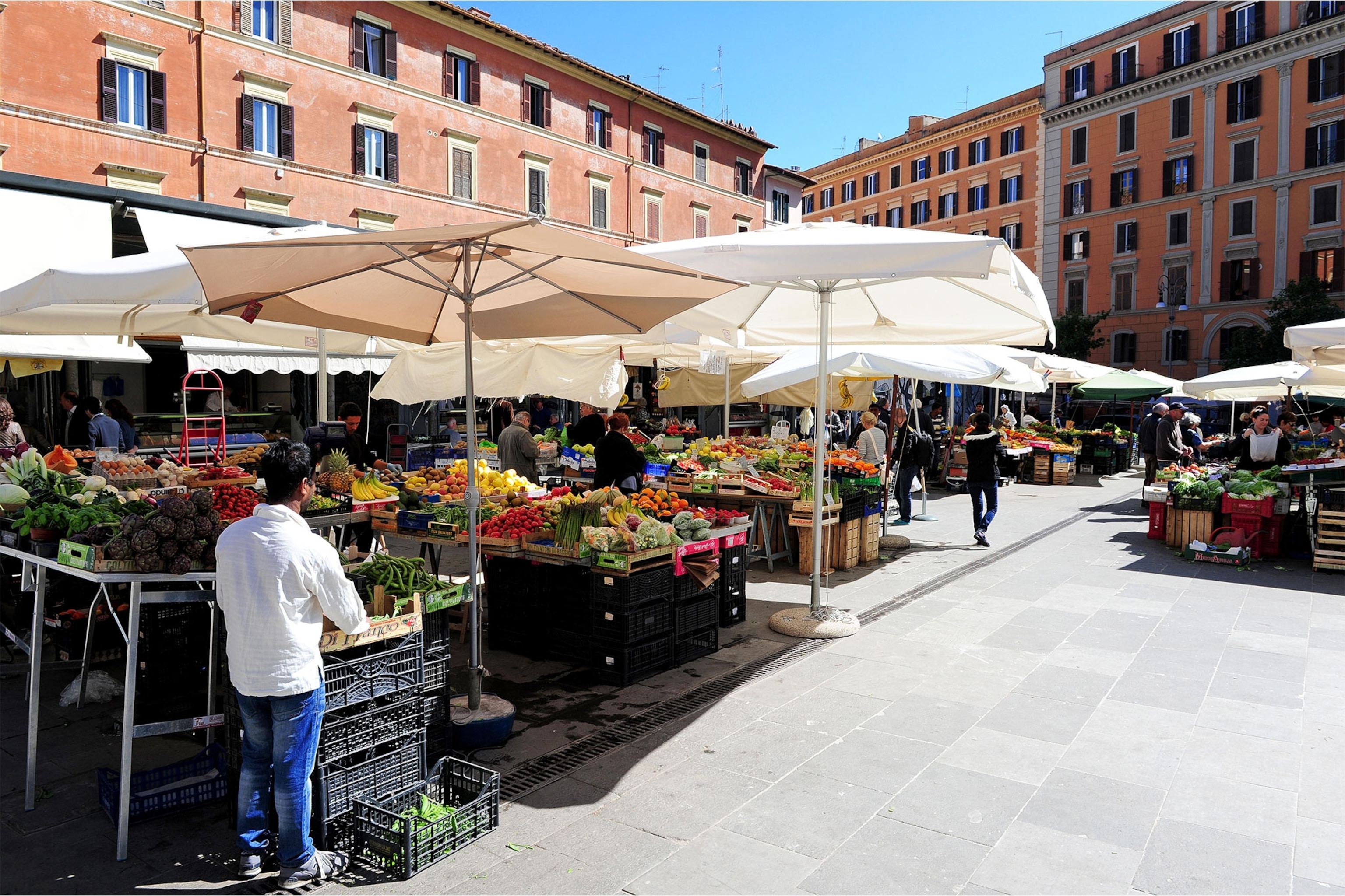 Owoce i warzywa można podziwiać na targu San Cosimato na Trastevere w Rzymie