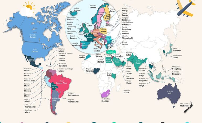 Fascynująca mapa pokazuje ulubione miejsce na wakacje w 2024 r. w każdym kraju, a na pierwszym miejscu znajdują się Londyn i Dubaj