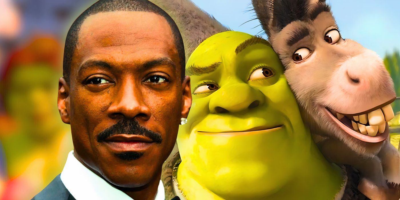 Eddie Murphy ze Shrekiem (Mike Myers) i Osłem (Murphy) z filmu Shrek z 2001 r.