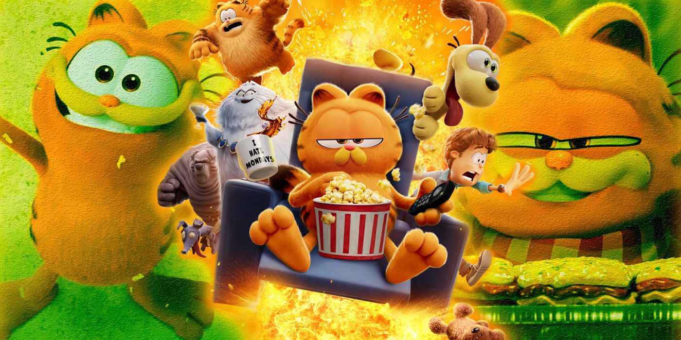 Garfield siedzi przed eksplozją w filmie Garfield