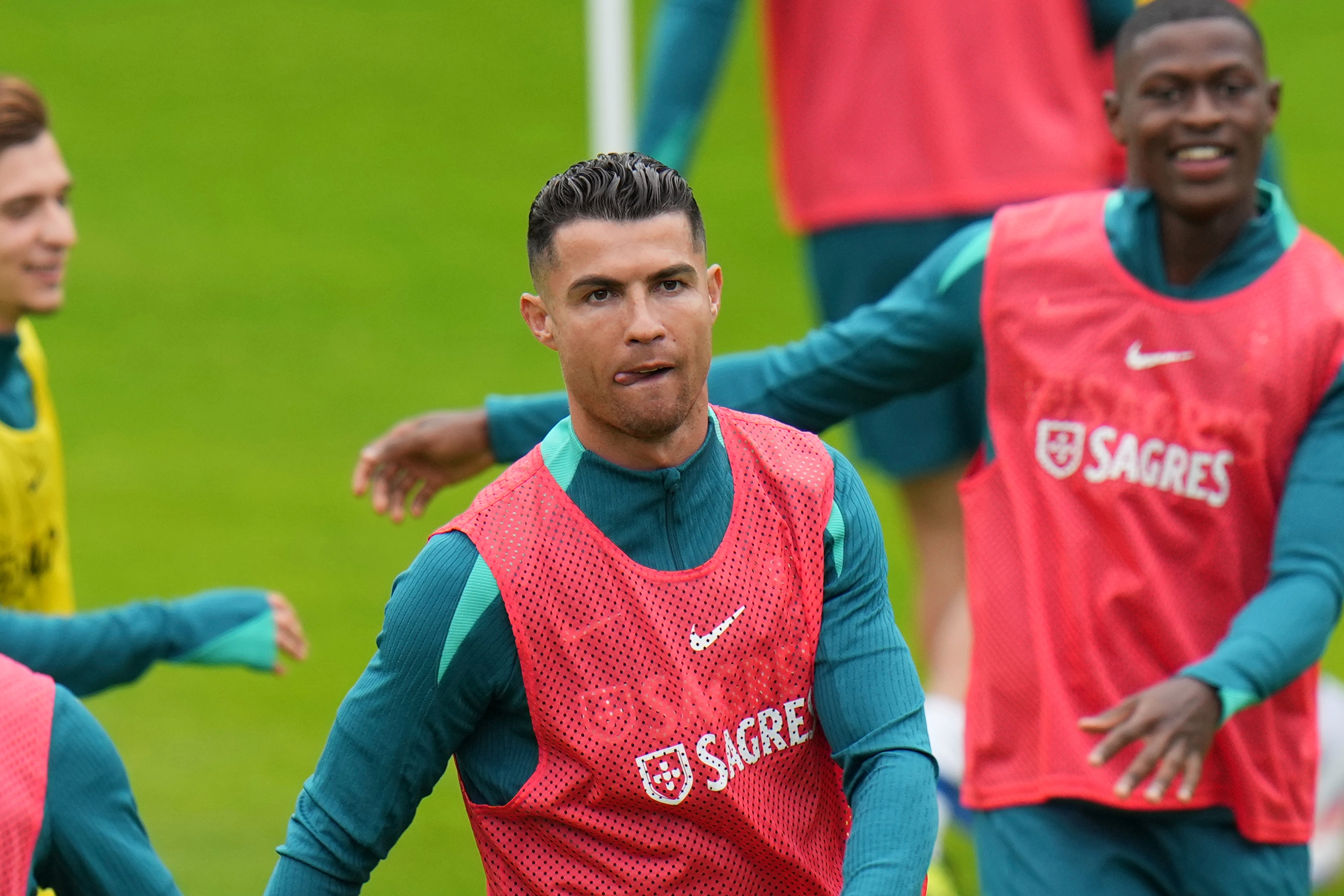 Portugalski Cristiano Ronaldo trenuje