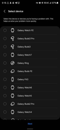 Widżet dotyczący wycieku baterii w Samsung Galaxy Buds 3 Pro Design