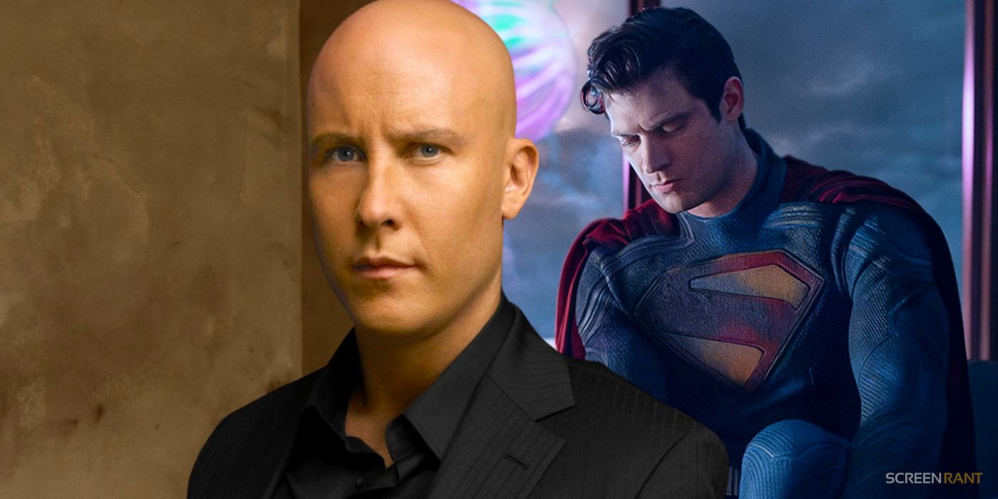 Michael Rosenbaum jako Lex Luthor ze Smallville obok Supermana Davida Corensweta