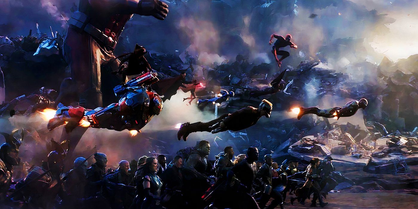 Avengers szarżujący do bitwy w Avengers Endgame