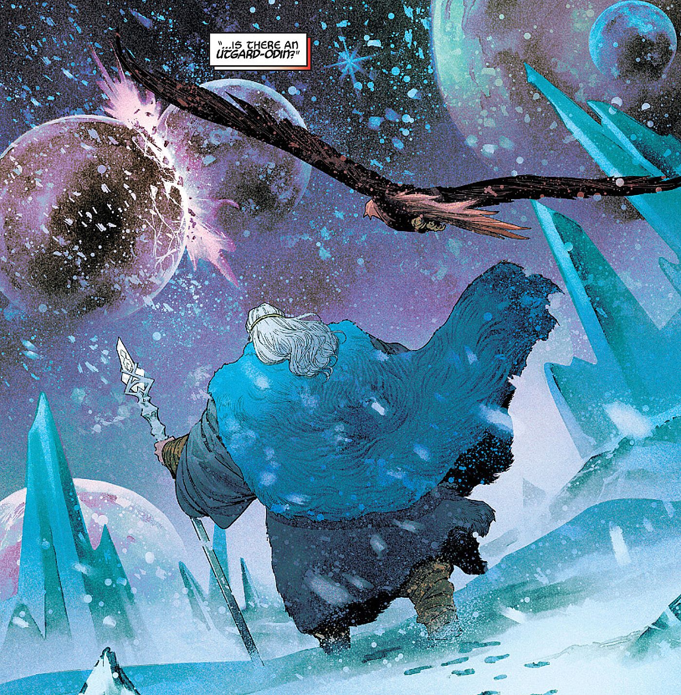 Ostatnia strona Immortal Thor #7, pyta Thor "...Czy istnieje Utgard Odyn?"