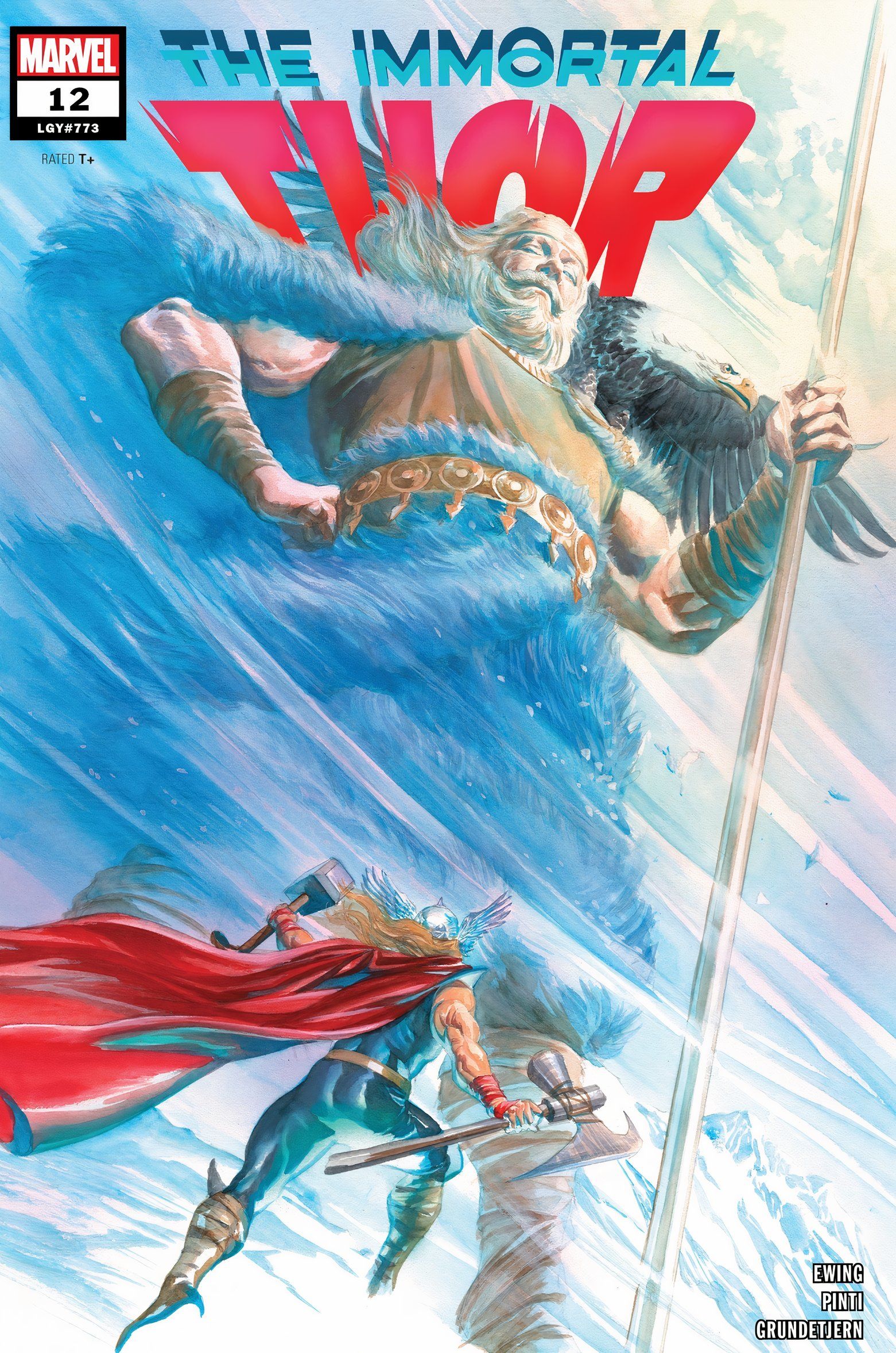 Immortal Thor nr 12 przedstawia Thora u stóp olbrzyma Utgarda-Odyna znanego jako Bari.