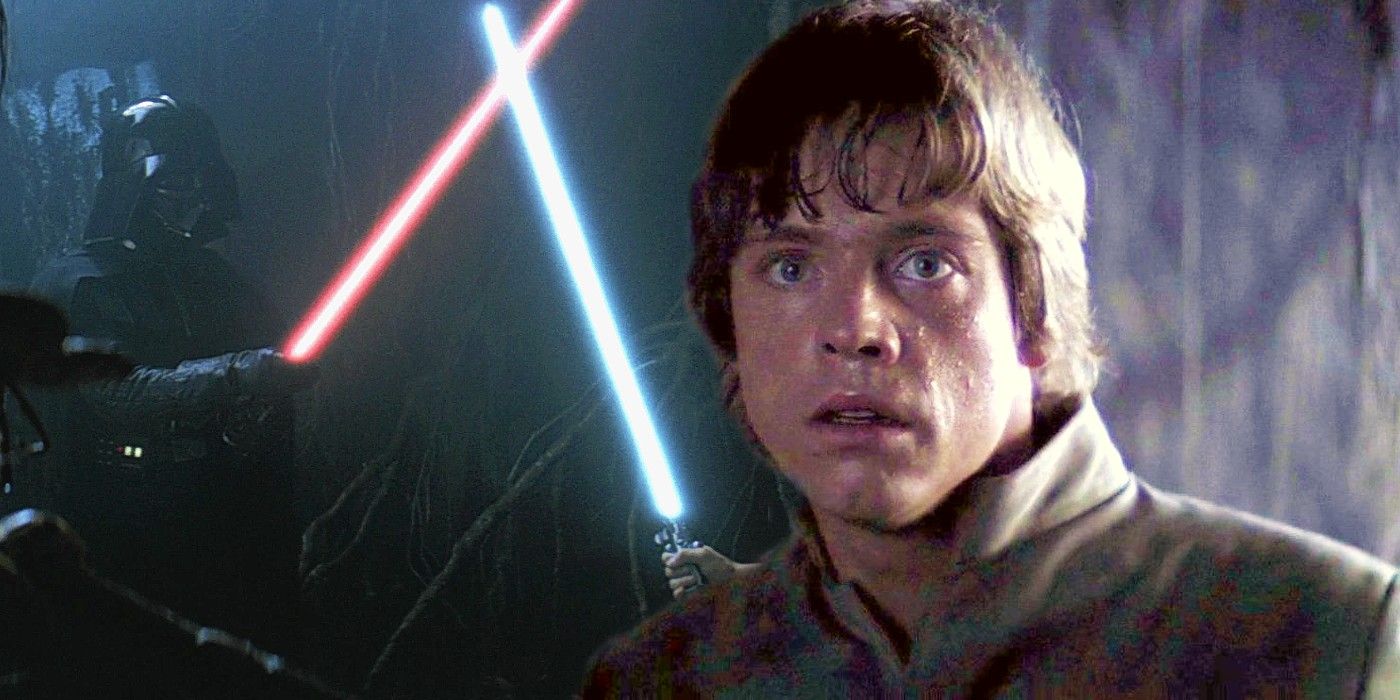 Luke Skywalker i Darth Vader walczą w wizji jaskini Dagobah