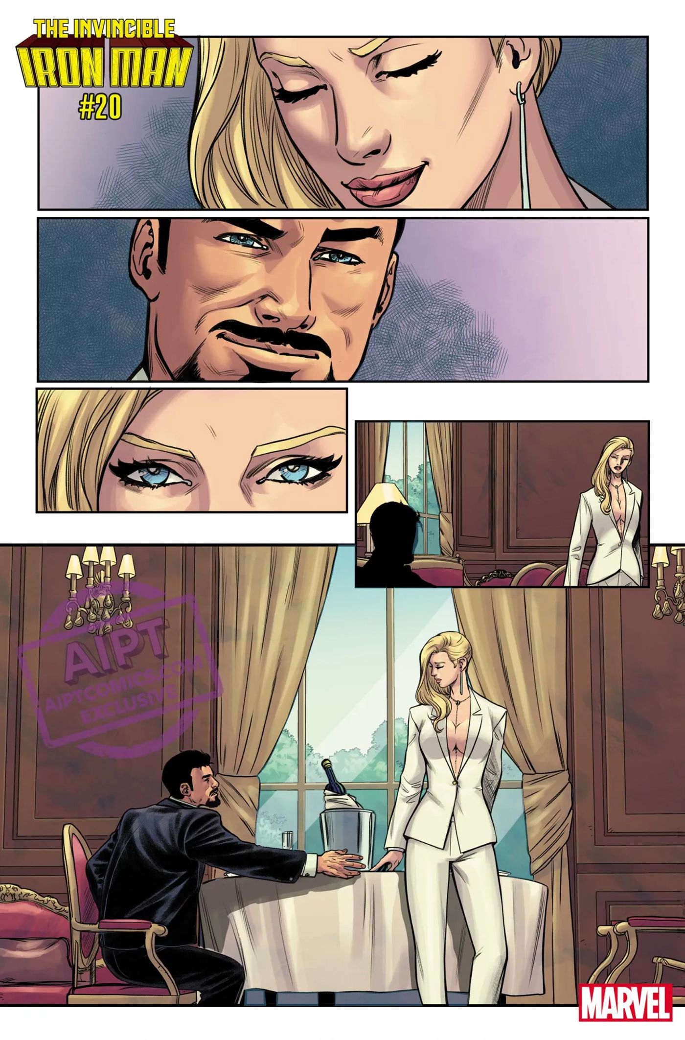 Invincible Iron Man #20, Emma Frost wydaje się dystansować od Tony'ego.