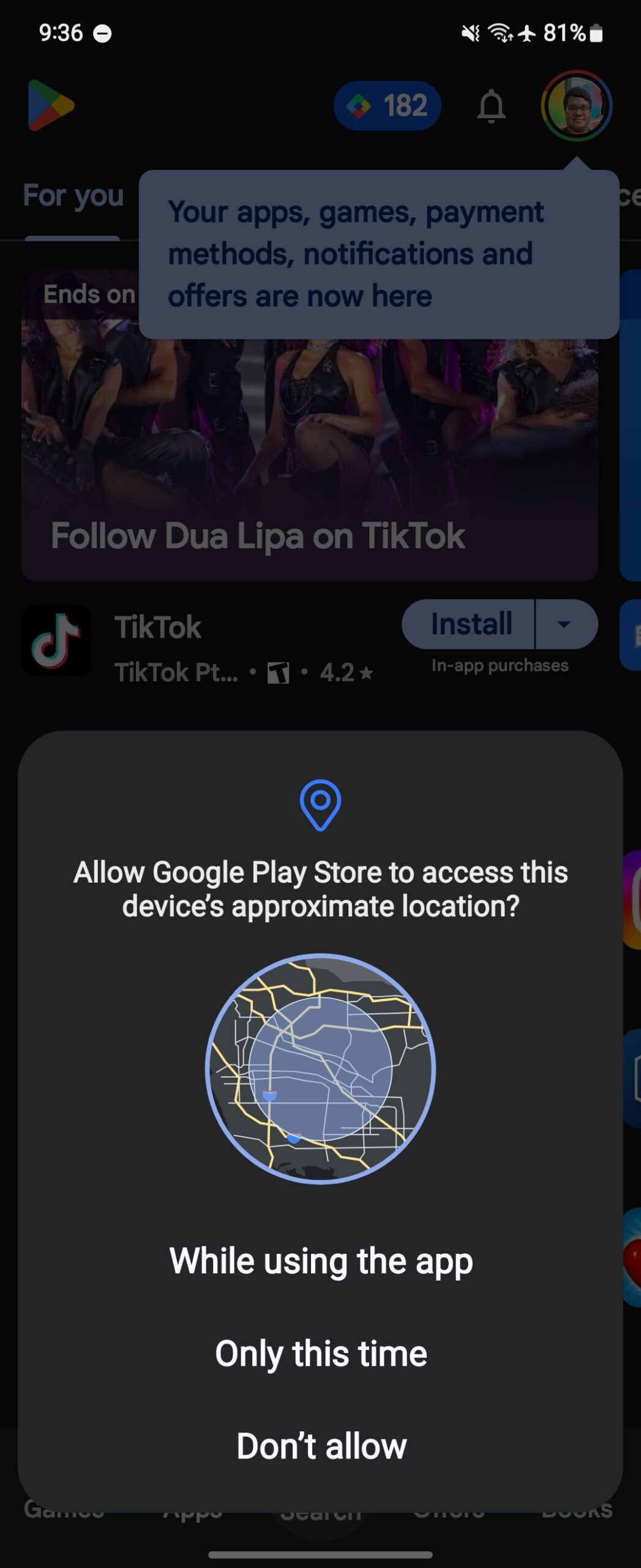 Przybliżona lokalizacja sklepu Google Play