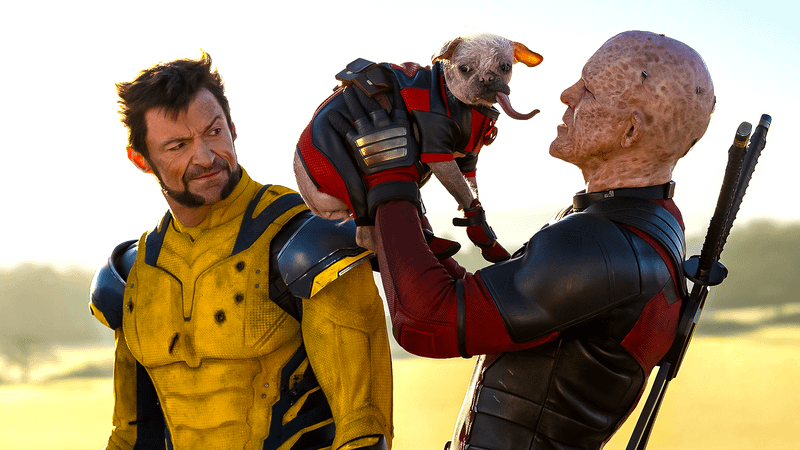 Hugh Jackman jako Wolverine, Dogpool i Ryan Reynolds jako Deadpool w Deadpool i Wolverine