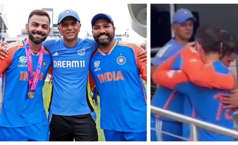 Niewidziane nagranie bezcennej reakcji Rahula Dravida po tym, jak Virat Kohli przytulił Rohita Sharmę, wzrusza fanów drużyny Indii