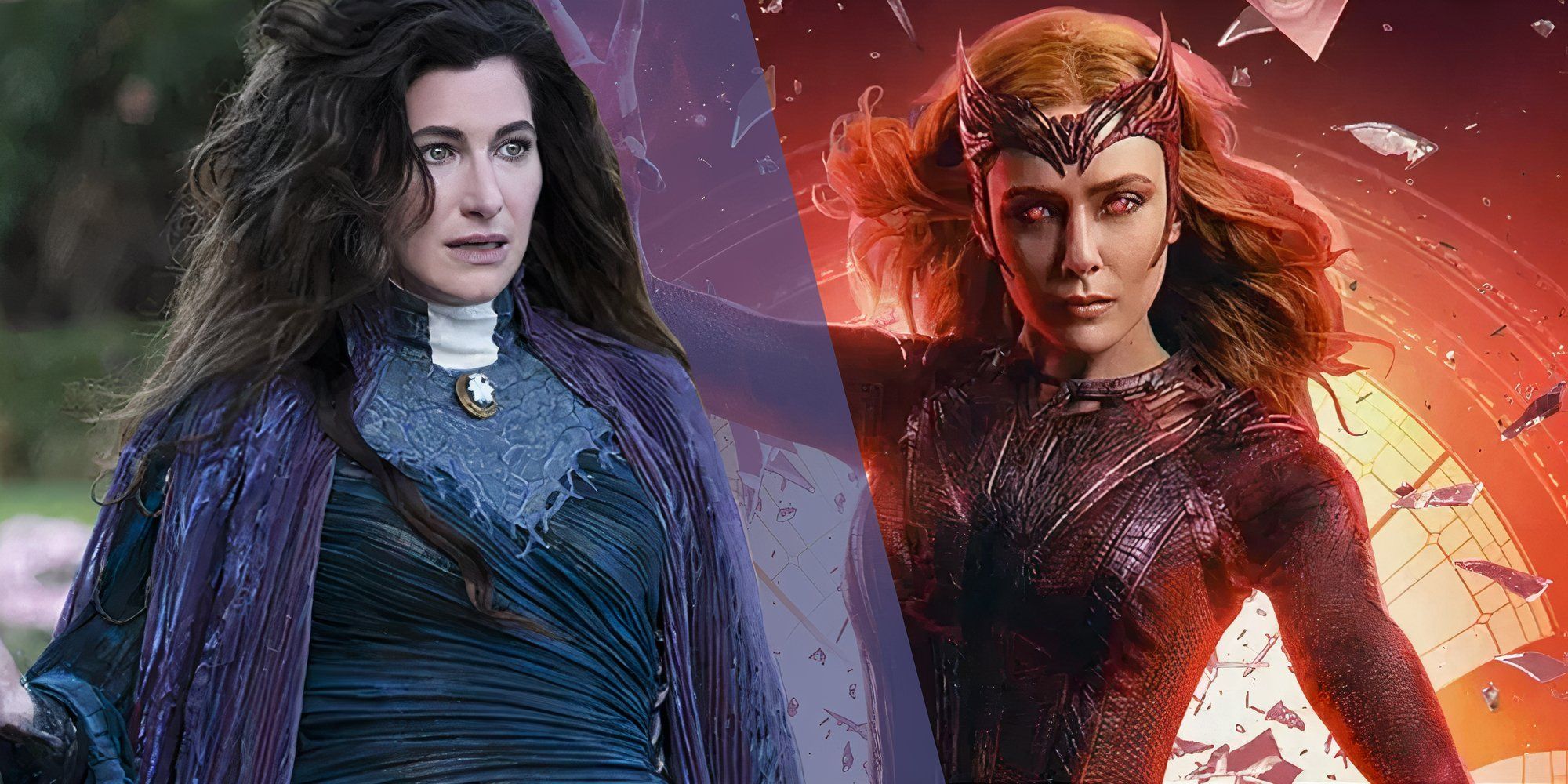 Agatha Harkness z WandaVision (2021) obok Scarlet Witch z Doctor Strange 2 (2022)