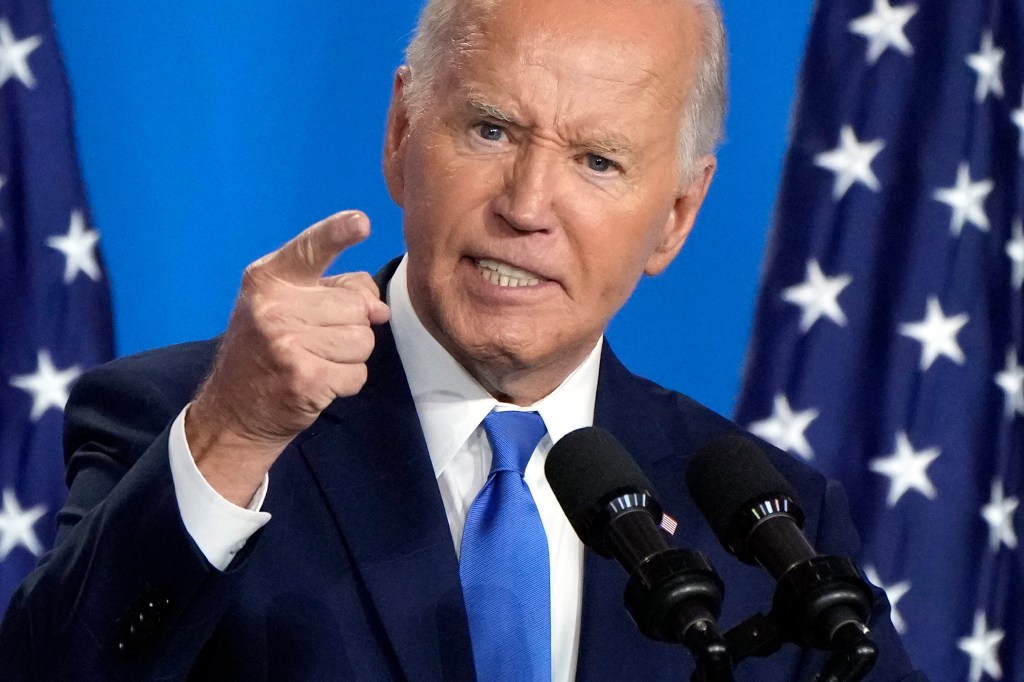 Prezydent Joe Biden przemawia na konferencji prasowej w czwartek 11 lipca 2024 r., ostatniego dnia szczytu NATO w Waszyngtonie