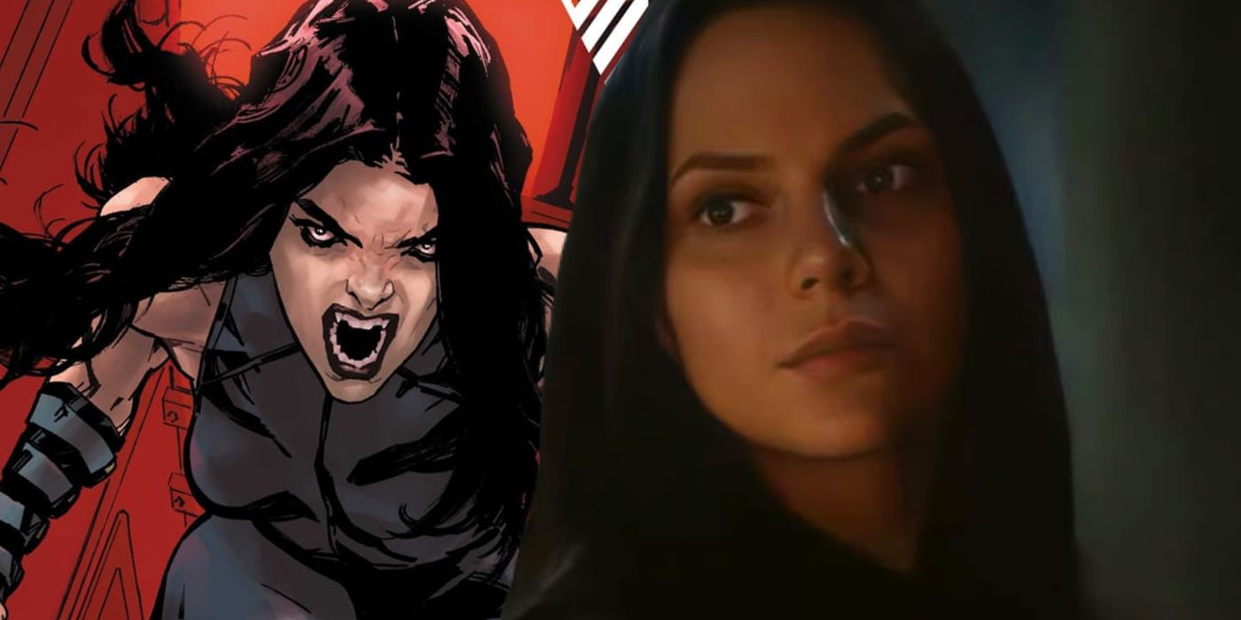 X-23 krzycząca w komiksach Marvela; Dafne Keen jako X-23 w Deadpool i Wolverine