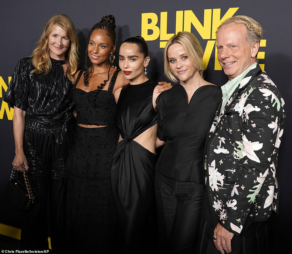 LR Laura Dern, Alicia Keys, Zoe, Reese i Bruce Cohen