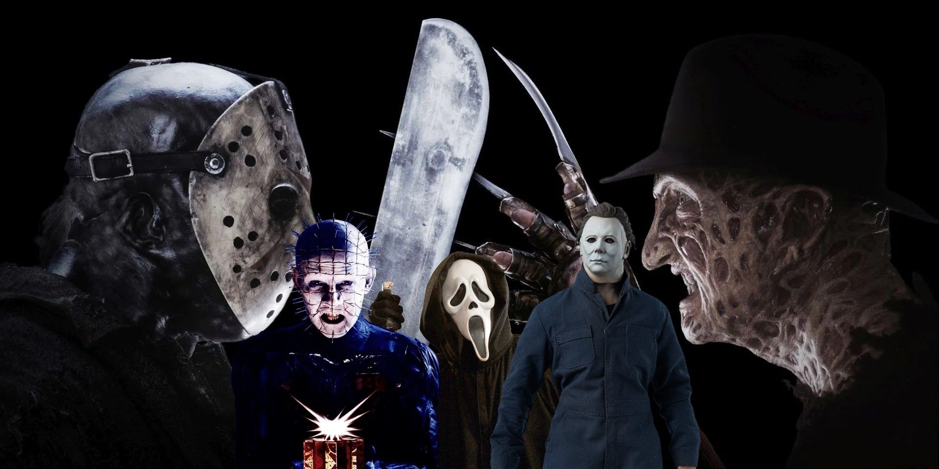 Obraz kompozytowy Freddy kontra Jason, Pinhead, Scream Ghostface, Michael Myers