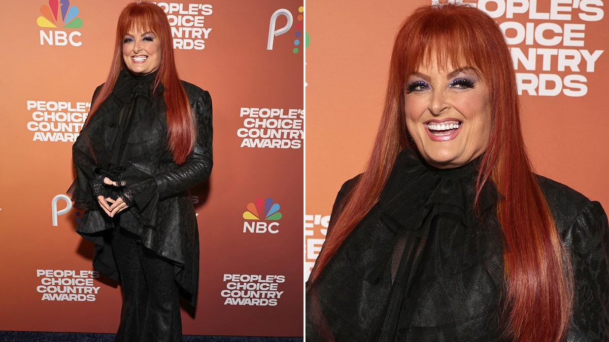 Wynonna Judd w czarnej skórzanej kurtce i spodniach na gali People's Choice Country Awards