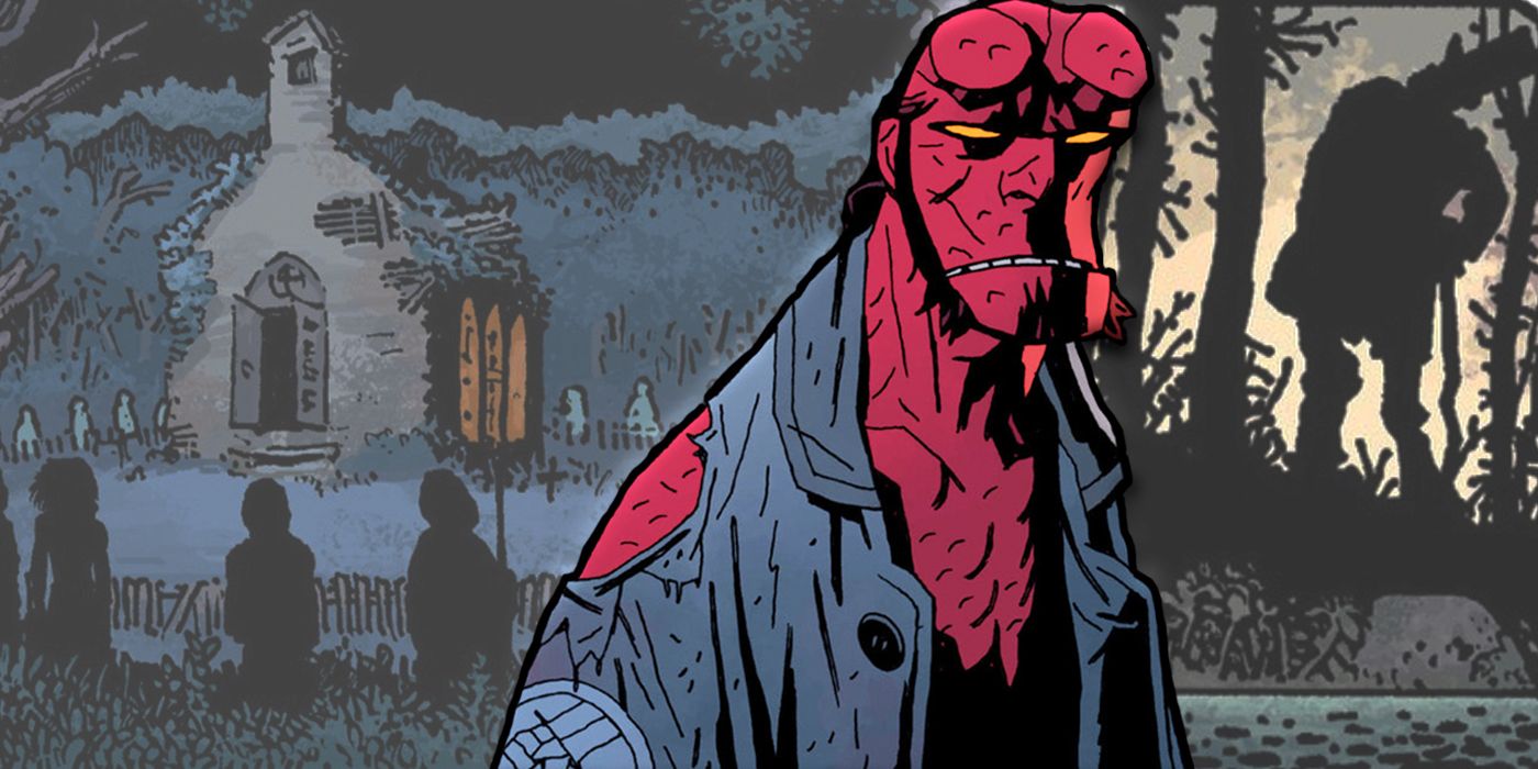 Hellboy nałożony na kościół i sylwetkę Crooked Mana