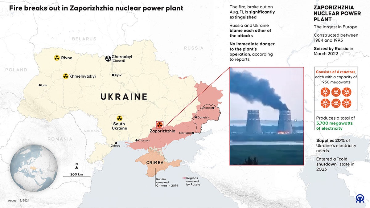 mapa pożaru elektrowni jądrowej