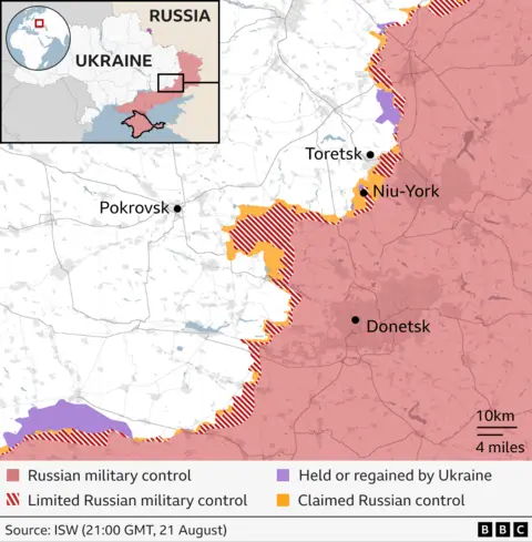 Mapa wschodniej Ukrainy