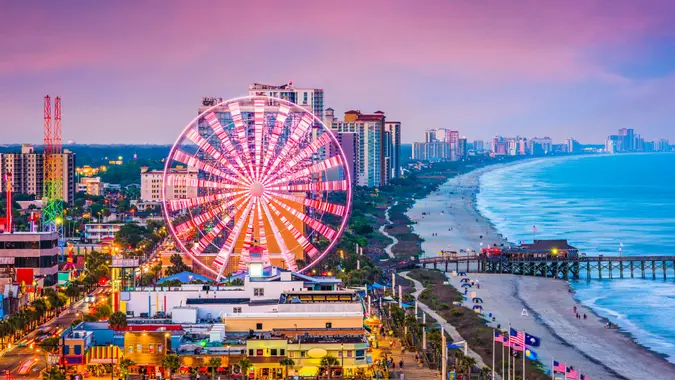 Panorama miasta Myrtle Beach, Karolina Południowa, USA.