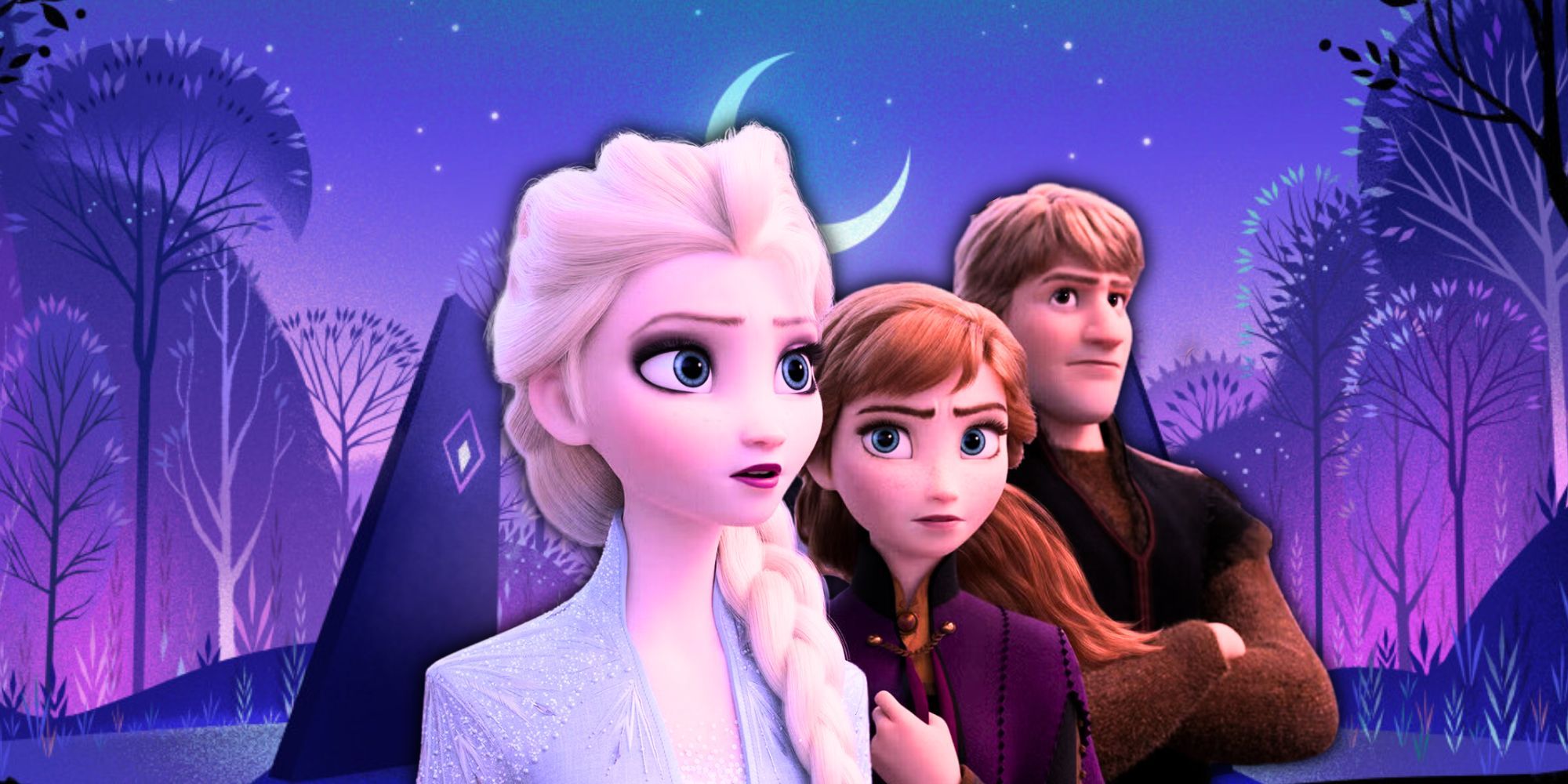 Elsa, Anna, Kristoff z Krainy Lodu 2 na tle z filmu Myth A Frozen Tale