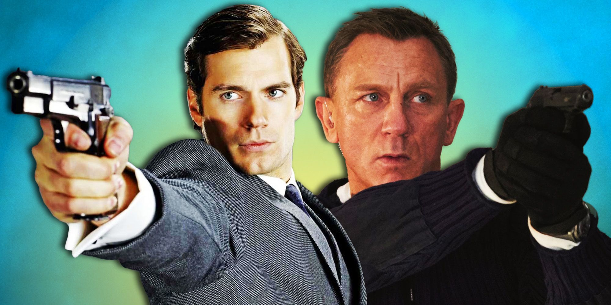 Henry Cavil i Daniel Craig trzymający broń