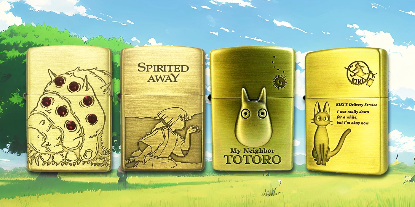 Oficjalne świeczki Zippo studia Ghibli przedstawiające Nausicaę, Spirited Away, Totoro i Kiki